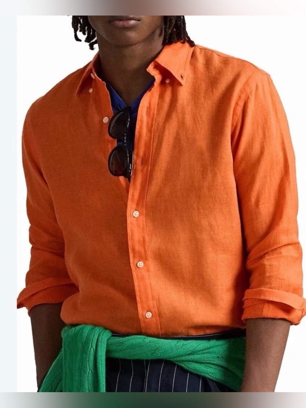 Polo Ralph Lauren Men’s Classic Fit Linen Shirt Orange Sz S New W/imperfections
